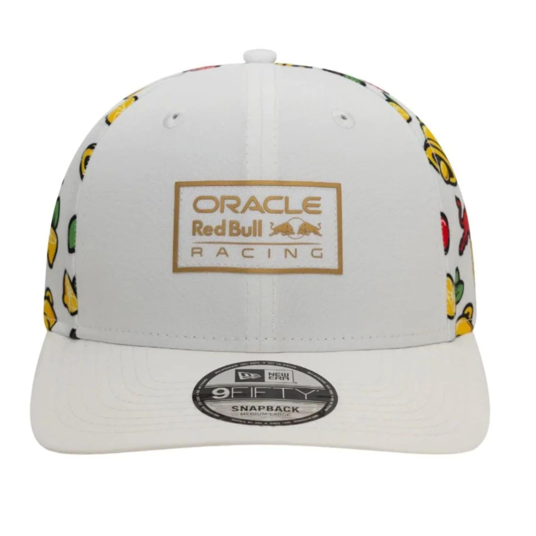 Red Bull Racing F1 New Era 9Fifty Las Vegas Grand Prix Special Edition Cap. A white cap with slot machine symbols on the back. Front View