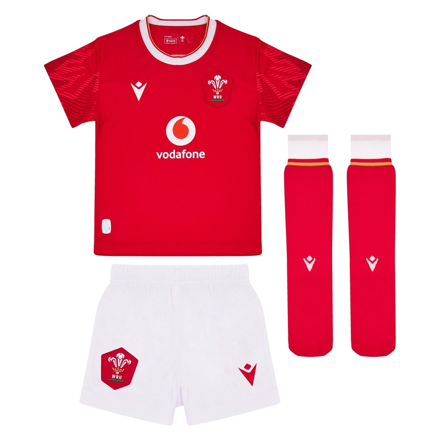 Macron Wales Rugby Kids Home Replica Mini Kit | Red | 2024/25