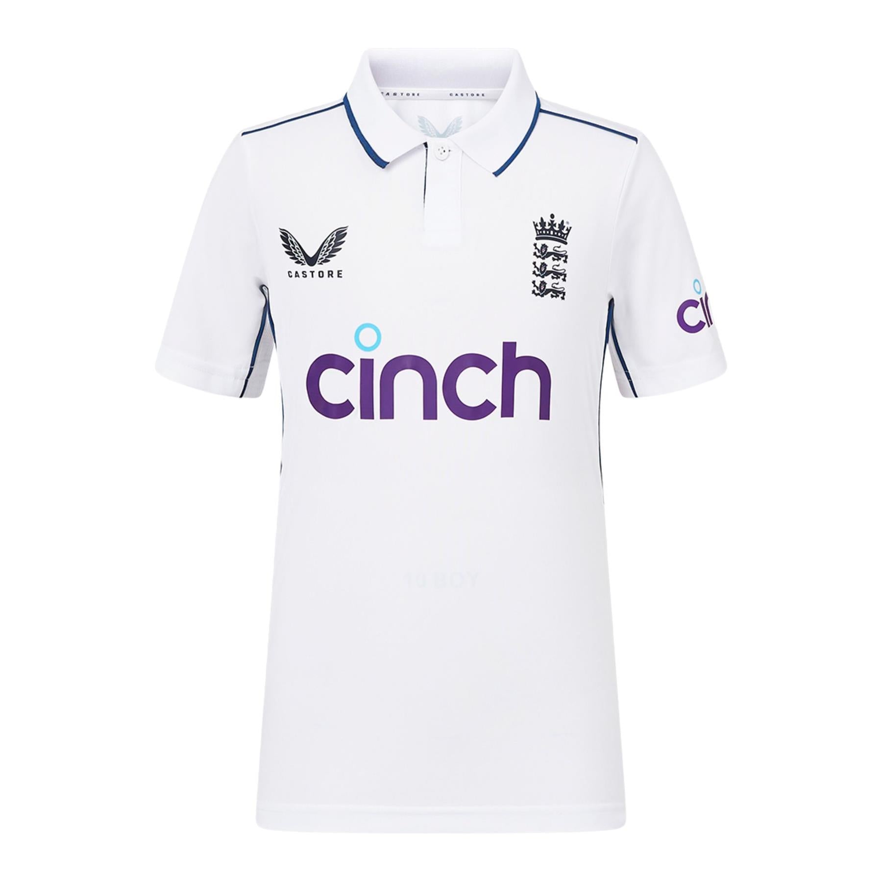 England Cricket Kid's Test Short Sleeve Shirt | White | 2024