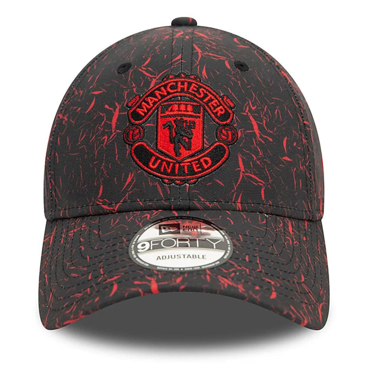 Manchester United FC New Era Crinkle AOP 9Forty Baseball Cap | Black/Red | 2024