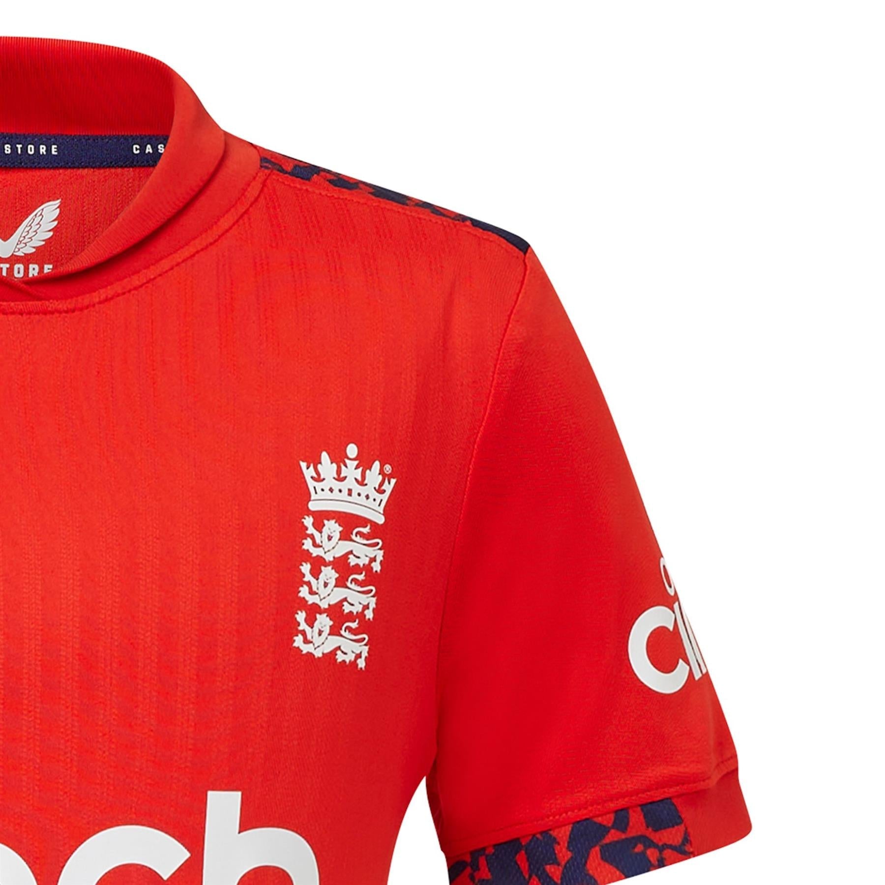 England Cricket Men's T20 Replica Short Sleeve Shirt | Fiery Red | 2024