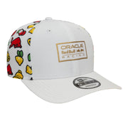 Red Bull Racing F1 New Era 9Fifty Las Vegas Grand Prix Special Edition Cap. A white cap with slot machine symbols on the back. Side View Right