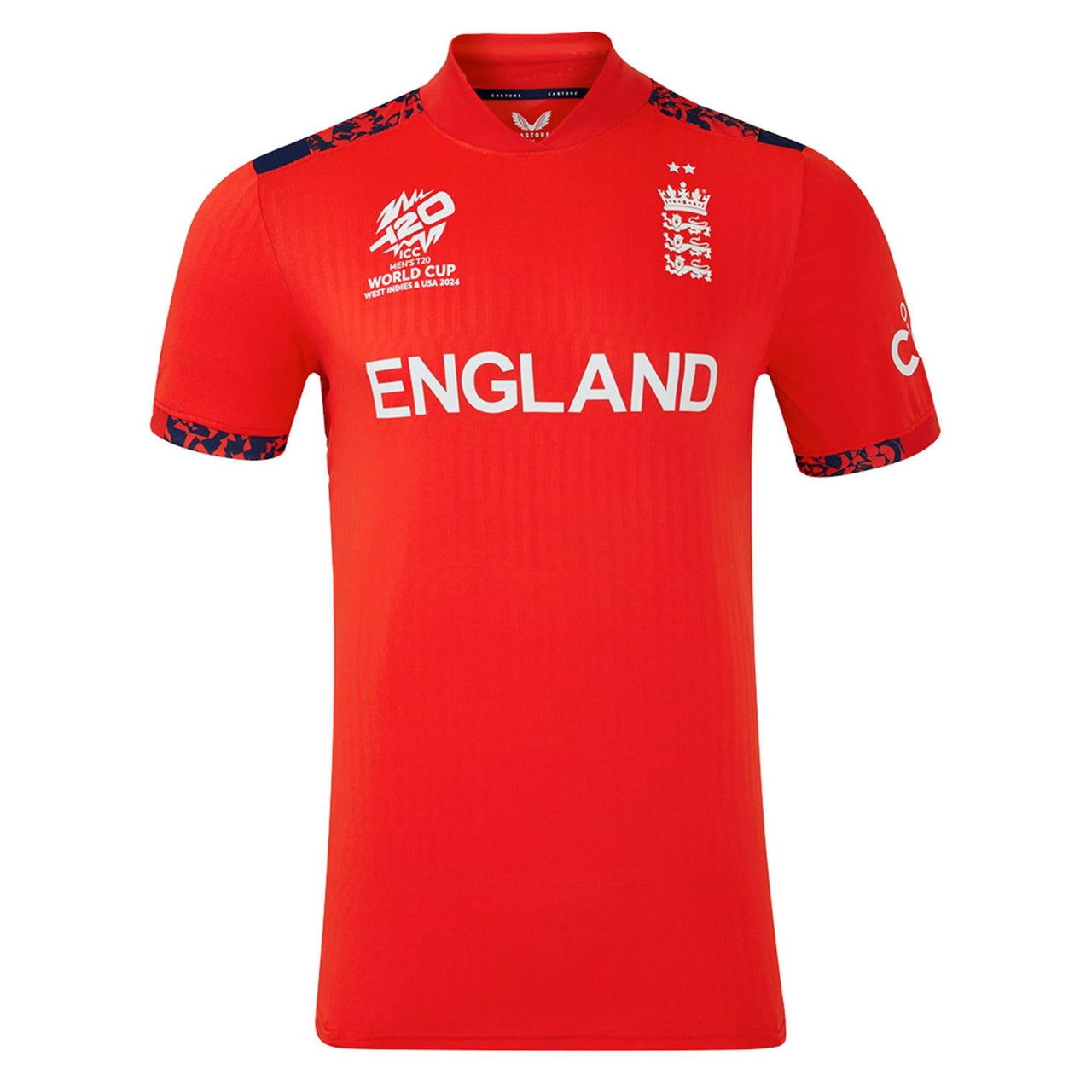 England Cricket Men's T20 World Cup 2024 Replica Short Sleeve Shirt | Fiery Red